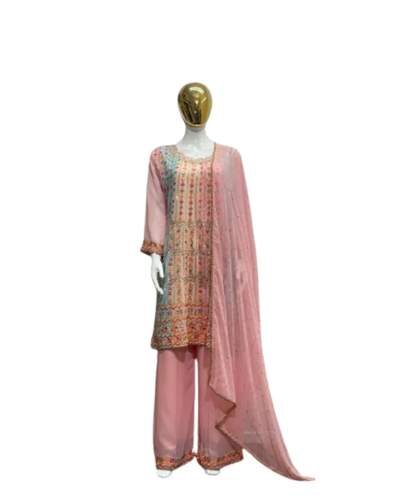 Mới nhất thiết kế nặng goergette làm việc sang trọng loại Muslim mặc váy pakistani phong cách salwar kammez cho phụ nữ