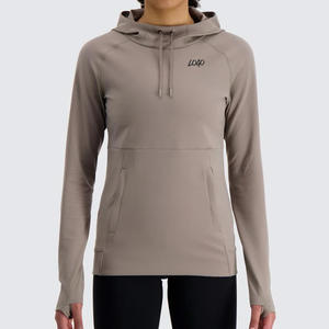 Venta al por mayor ligero elástico secado rápido Activewear personalizado entrenamiento de las mujeres Sudadera con capucha con estampado otoño temporada cuello con capucha - Product Image 1