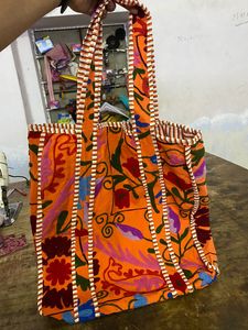 New Suzani Boho Vintage Shoulder <b>Tote</b> Hand Embroidered Cotton <b>Canvas</b> Bucket <b>Bag</b> Dual Handle <b>Women's</b> Shopping Gift <b>for</b> Daily Use - Product Image 6