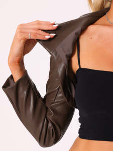 Chaqueta de cuero de otoño invierno personalizada de tendencia superior para mujer con cuello vuelto sólido mangas completas y forro de satén transpirable - Product Image 5