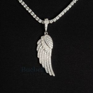 Hip Hop Iced out Wing Men 14K Colgante chapado en oro blanco Cruz con VVS Moissanite Diamond Jewelry Colgantes y dijes - Product Image 1