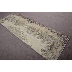 Alfombra Vintage, Alfombra de Pasillo de 2,6x7,9 pies, Alfombra Turca de Lana con Diseño Floral Marrón - Product Image 4