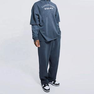 Venta caliente OEM personalizado etiqueta privada sudor trajes Jogging Rhinestone hombres sudaderas con capucha conjuntos por Punchin deportes - Product Image 3