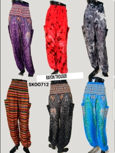 Regular Fit <b>Women's</b> Rayon <b>Trouser</b> with Elastic Waistband Flat Front Washed Fabric <b>Summer</b> Casual Wear - Product Image 3