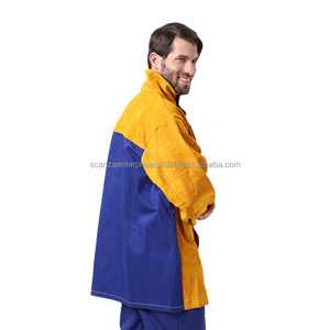 Veste de soudage unisexe en cuir de vache jaune brun avec logo personnalisé, niveau de protection, ignifuge, anti-rayonnement, résistante à la chaleur - Product Image 2