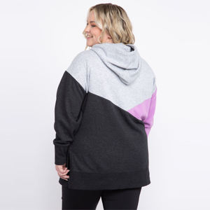 Pull à capuche tendance de grande taille à blocs de couleurs-Sweat à capuche surdimensionné confortable et élégant pour les femmes, parfait pour une tenue décontractée - Product Image 4