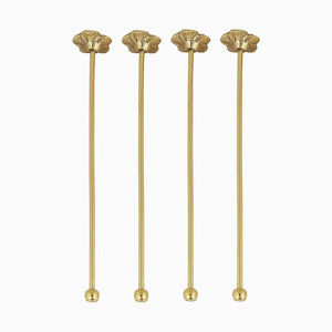 La mejor venta de agitador de cóctel con mango de flor de Metal dorado, cuchara giratoria para bebidas, mezcla de vino, accesorios para Bar, agitador de cóctel - Product Image 1