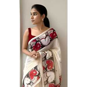 PIHAAN Nouveau design, lancement de tissu de saree en soie Banarasi Chanderi douce, réversible, moderne, pour fête, ultra HD - Product Image 1