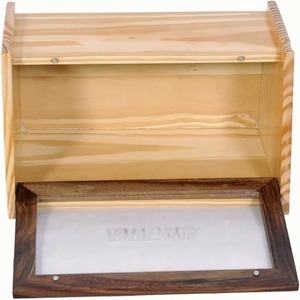 กล่องเก็บไม้สะอาดทนทานต่อเชื้อราสำหรับขนมปังผลไม้ผักอาหารในครัวขนาดเล็กหรือใหญ่พร้อมฝาปิด - Product Image 3