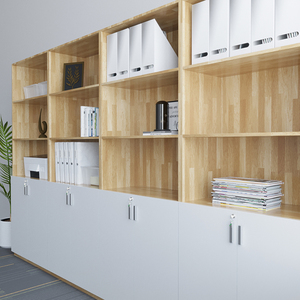 Modern 5-Tier Metal Storage File Cabinet 80x40x220cm Rubber Wood Lockable Doors THS68010 - Product Image 2