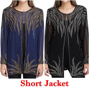 Luxe haute couture femme élégante soirée Cocktail Abaya vestes perlées à la main paillettes Appliques Club robes naturel - Product Image 6