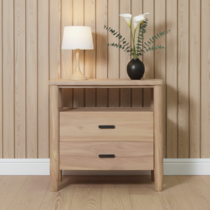 Customized Design Solid Teak Wood <b>Nightstand</b> Two Drawers Adjustable Height for Home Apartment Hotel Bedroom Living Room - Product Image 2