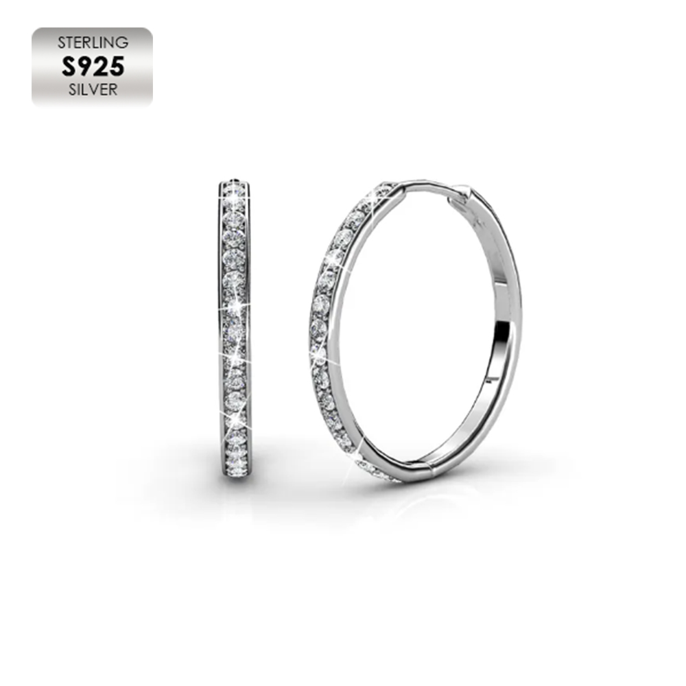 925 Silver 18k White Gold Plated Hoop Earrings For Women