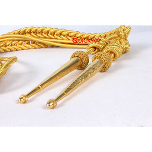 Aiguillettes dorados personalizados, cómodos accesorios Uniformes de alambre de lingotes con dos puntas doradas, accesorio ceremonial hecho a medida - Product Image 2