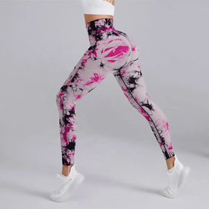 Vente en gros OEM Pantalon de yoga d'entraînement pour femmes de haute qualité Gym Fitness Leggings de sport solides Tie Dye avec taille haute pour les filles - Product Image 6