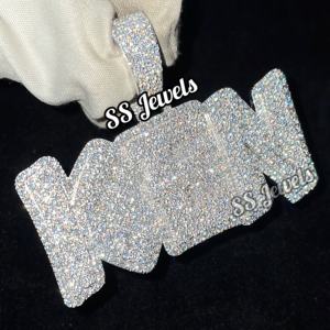Collar de moissanita Hip Hop para hombre, colgante de plata VVS 925 con letras personalizadas, regalo de cumpleaños para raperos, joyería de prueba de paso - Product Image 1