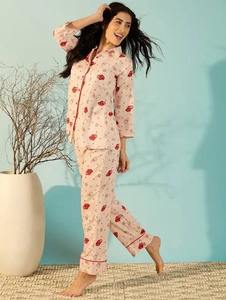 Conjunto de pijama de algodón hecho a mano indio para mujer, conjunto de ropa de salón con estampado de bloques de verano, pijama de boda para damas de honor, conjunto de pijama personalizado - Product Image 3