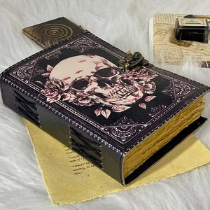 Libro de hechizos, diario de cuero con Calavera, cuaderno de bocetos de cuero Vintage, cuaderno de cuero, diario basura, regalos hechos a mano para hombres y mujeres - Product Image 3