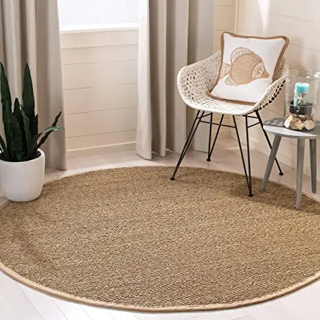 Karpet Bulat Goni Buatan Tangan Karpet Bulat untuk Kamar Tidur Ruang Tamu Ruang Makan Dekorasi Rumah