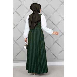 Vestido Hijab con mangas elásticas a rayas Esmeralda - Product Image 3