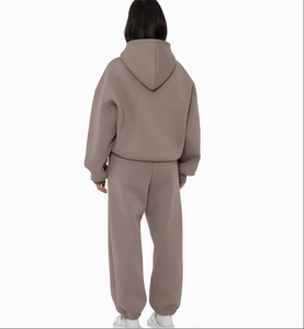 Femmes personnalisable décontracté fermeture éclair haut coupe-vent veste taille élastique pantalon hiver sweats à capuche léger imprimé ensembles grande taille - Product Image 2