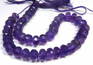 Perles en vrac Rondelle d'améthyste violette 10 "brin coupe à facettes 8.5-9mm gemmes brésiliennes naturelles de qualité supérieure 130 carats - Product Image 5