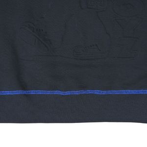 Chándal personalizado con logotipo en relieve y punto de contraste, forro polar negro con costuras azules, Capucha forrada de satén, Sudadera con capucha y cremallera - Product Image 4