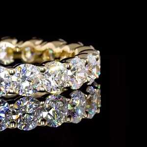 Magnifique VVS Moissanite Eternity Band Ring 925 Silver Diamond Halo Band 14K Gold Plated Beautiful Moissanite Band Wedding Gift - Product Image 3