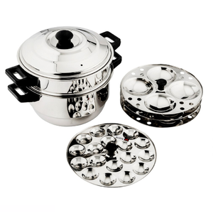 Olla de vapor de 2 niveles con tapa de vidrio, cocina ociosa de acero con 4 placas, 16 soportes ociosos, olla de vapor ociosa, la mejor calidad al por mayor - Product Image 6