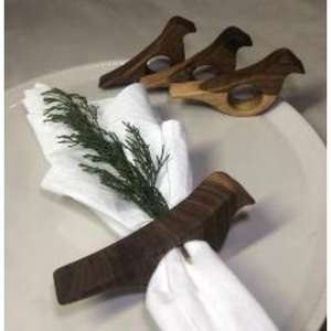 Natural <b>wooden</b> <b>napkin</b> <b>rings</b> with dark brown finished for classic and timeless table settings at home or events - Product Image 1