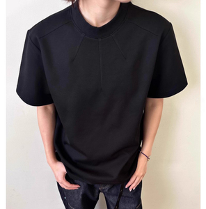 Camiseta de manga corta de verano para hombre de algodón de aire pesado, diseño informal de ocio con Joker, tela de punto de deconstrucción de media manga - Product Image 3