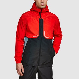 Veste coupe-vent rouge de marque pour homme, design personnalisé, blocs de couleur, légère, 100% polyester, 2024 - Product Image 1