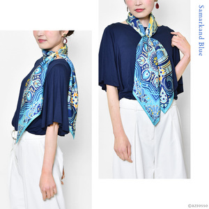 Khăn lụa cao cấp Samarkand chất lượng tuyệt hảo, giá xuất xưởng, xuất xứ Yokohama, Nhật Bản, dành cho nữ, hình vuông lớn 90cm - Product Image 1