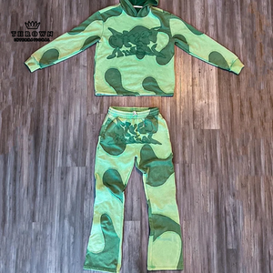 Ensemble de survêtement à capuche imprimé ODM de haute qualité, logo personnalisé, confortable, respirant, écologique, avec empiècements à ourlet brut, effet pierre, hiver - Product Image 4