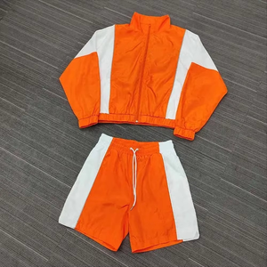 Custom Manufacturer High Quality Streetwear Jacquard Color Block 2 Piece Set Windbreaker Sweat Suit Men Nylon Tracksuit for Men - Product Image 4