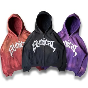 Nouveau sweat à capuche unisexe personnalisé en coton épais, coupe courte, avec fermeture éclair 3D, épaules tombantes, style vintage, délavé à l'acide et effet soleil, avec poches, pour l'automne - Product Image 1