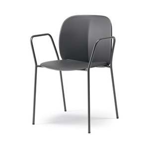 Stackable Indoor Outdoor Armchair, Post-Consumer Technopolymer <b>Shell</b>, Painted Metal Frame, Restaurant Hotel - Product Image 1