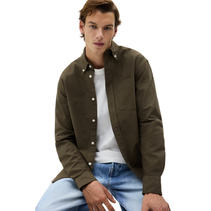 เสื้อเชิ้ตผู้ชายทรงปกติ แขนยาว ผ้าฝ้าย ติดกระดุม สไตล์ลำลองแบบสมาร์ท ผ้าไม่ยับ ระบายอากาศ แห้งเร็ว เหมาะสำหรับใส่ทำงาน - Product Image 2