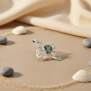 "Rose Gold Rhodium-Plated <b>Blue</b> <b>Topaz</b> Charm Pendant <b>Necklace</b> for Women" - Product Image 1