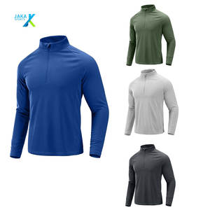 Camisas atléticas de manga larga para correr para hombre, transpirables, ligeras, de secado rápido, con cremallera, jersey en blanco para entrenamiento, gimnasio y Golf - Product Image 1