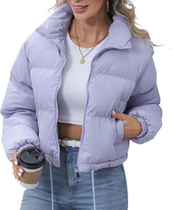 2025 tendencia Mujer dos tonos Casual cuello mujer chaqueta acolchada venta al por mayor chaquetas de bombardero para mujeres de talla grande - Product Image 1