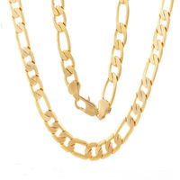 Collar Figaro 3+1 Eslabones, Chapado en Oro PVD de 18K, Cadena Plana Vintage de Latón Ecológico para Hombre, Joyería que No se Deslustra, Regalo