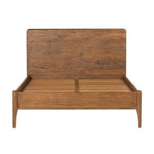 Base de Cama de Madera de Teca Maciza de Estilo Escandinavo de Mediados de Siglo con Cabecera Redondeada y Patas Cónicas - Product Image 4