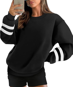 Sudadera holgada de poliéster con estampado de letras personalizadas, sudadera de gran tamaño para mujer, Sudadera con cuello acanalado para mujer - Product Image 3