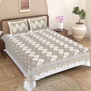 Hand Block Print Pure Cotton <b>Bed</b> Sheet Set Indian Print Bedding Sets 100% Cotton Printed King Size <b>Bed</b> Sheets And <b>Pillow</b> Cases - Product Image 1