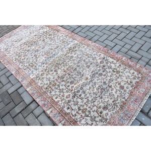 3.9x8.5 ft Turkish Rug, Vintage Rug, <b>Red</b> Plants & trees <b>Wool</b> Rug - Product Image 4