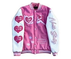 Vestes d'université tissées en chenille personnalisées pour femmes et hommes Écussons de broderie à col montant en laine coupe-vent et écologique - Product Image 3