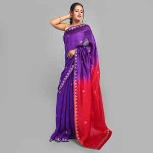 Superbe Saree en soie brute avec motif Bagru imprimé à la main pour les fêtes et les occasions spéciales Style indien et pakistanais - Product Image 6