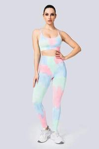 Ensemble de sport de yoga pour femmes en spandex/nylon respirant, couleur unie, motif uni, taille plus, coupe-vent, écologique, 2 pièces - Product Image 6