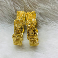 AC36BG0124 Juego de Pulseras de Oro de 24K para Mujer, Diseño Geométrico, Estilo Clásico, Joyería para Boda